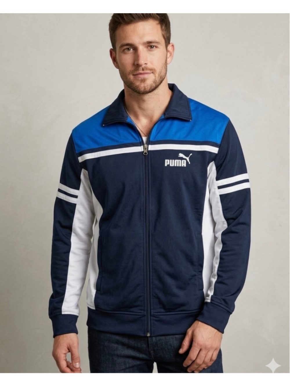 GBG Los Angeles Puma Blue & White Lightweight Track Jacket sports windbreak 1509